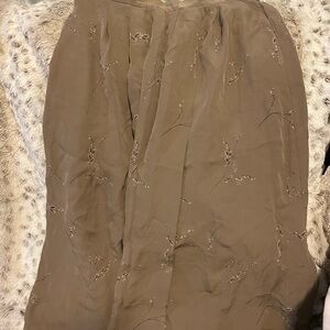 Babaton Taupe Embroidered A-Line Skirt